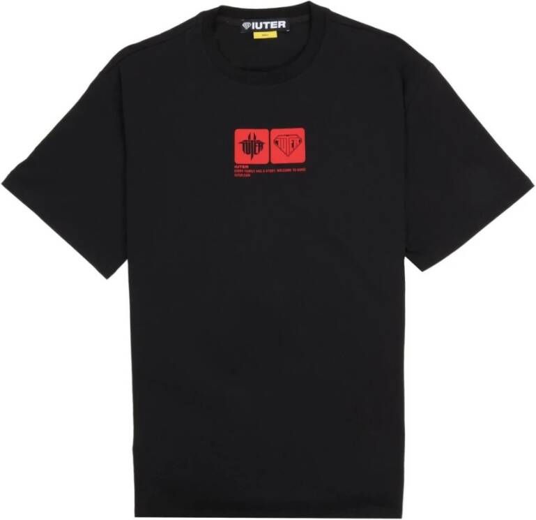 Iuter Zwarte korte mouw ronde hals T-shirt Black Heren