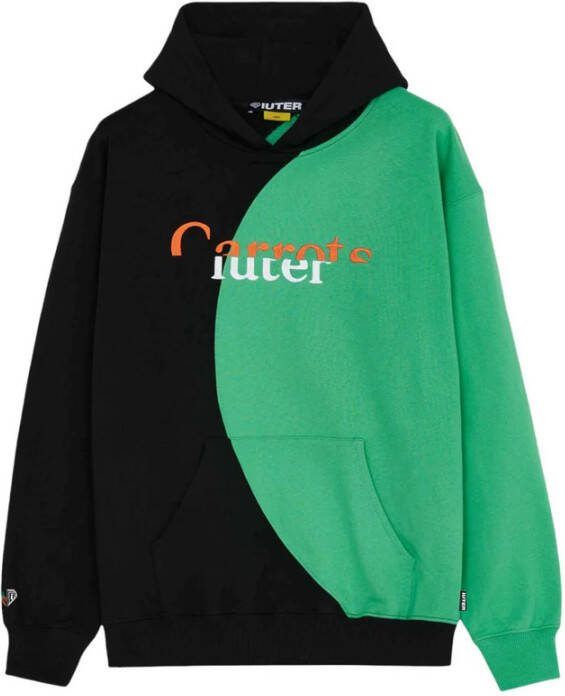 Iuter Zwarte Split Hoodie met Wortelontwerp Black Heren