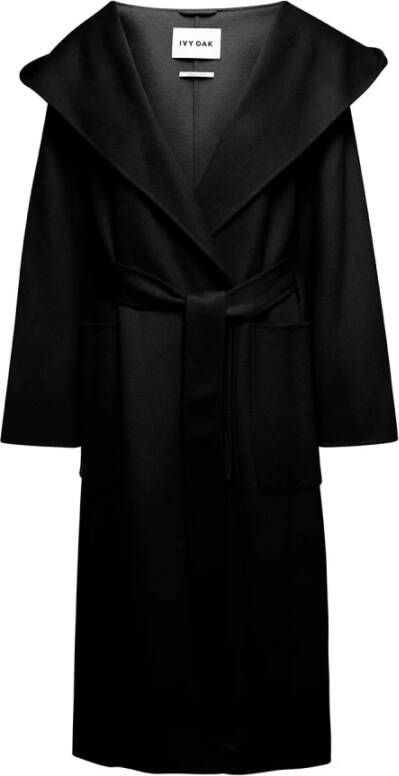 IVY OAK Zwarte Jas met Cappotto Stijl Black Dames