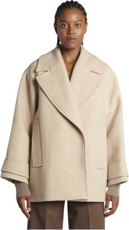 IVY OAK Dubbelrijige Beige Wollen Jas Beige Dames