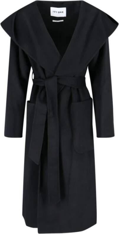 IVY OAK Zwarte Jas met Cappotto Stijl Zwart Dames
