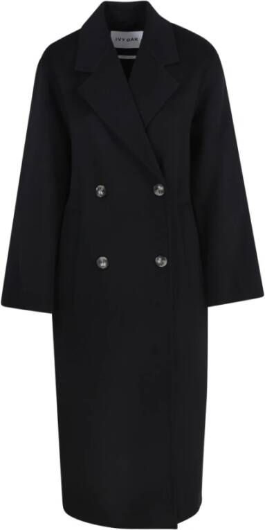 IVY OAK Zwarte Oversized Double Breasted Jas Zwart Dames