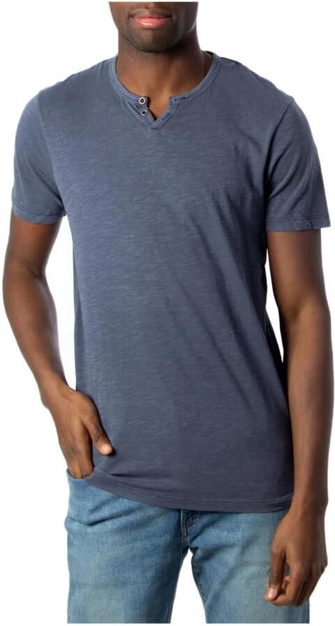 Jack & jones Blauw Marl Katoenen T-shirt met Korte Mouwen Blue Heren