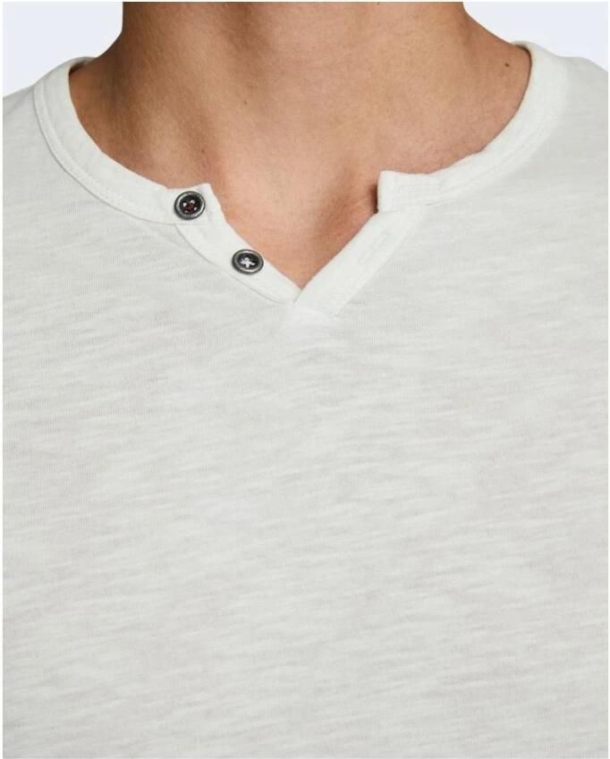 Jack & jones Crème Flamed Katoen Henley T-Shirt Beige Heren - Foto 3