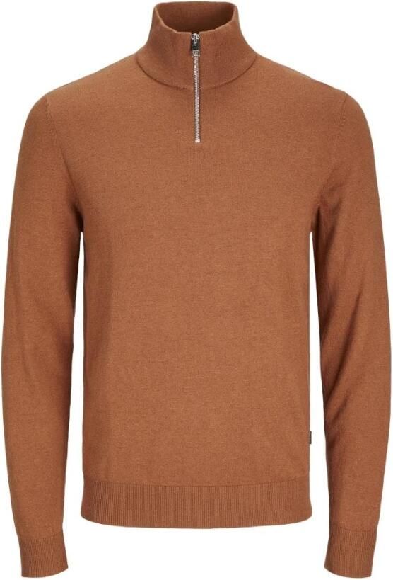 Jack & jones Essentials Jjeemil Gebreide Half-Zip Trui Brown Heren