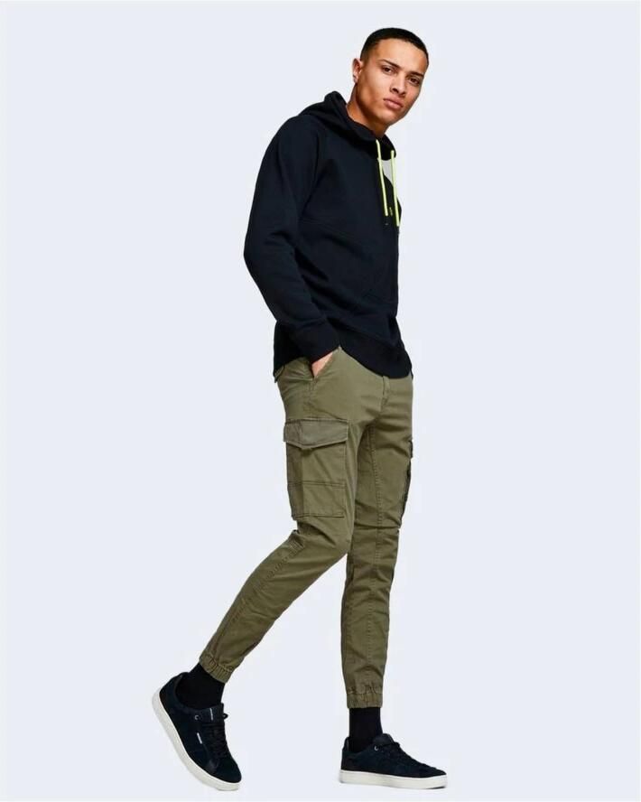 Jack & jones Groene effen broek met ritssluiting en knoopsluiting Green Heren - Foto 4