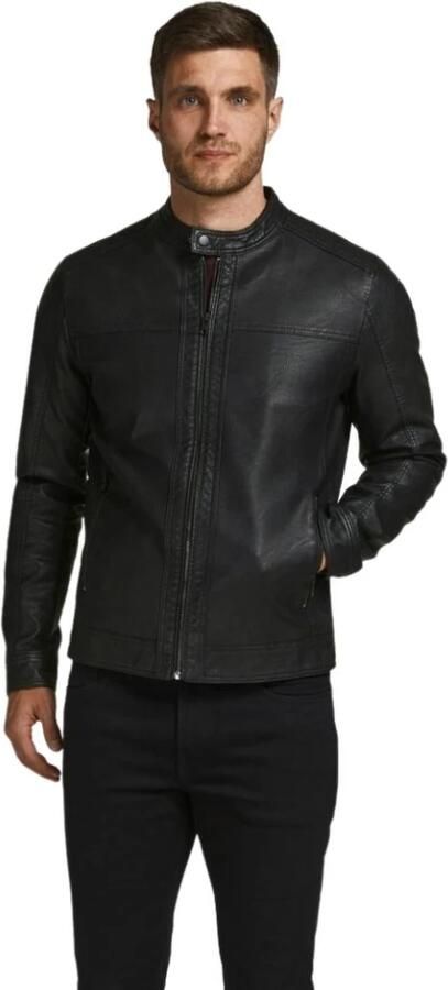 Jack & jones Zwarte Eco-Leren Polyamide Herenjas Black Heren - Foto 8