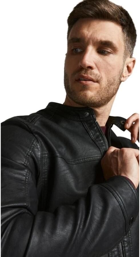 Jack & jones Zwarte Eco-Leren Polyamide Herenjas Black Heren - Foto 5