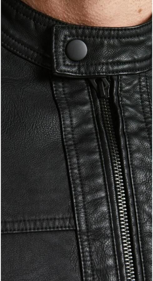 Jack & jones Zwarte Eco-Leren Polyamide Herenjas Black Heren - Foto 6