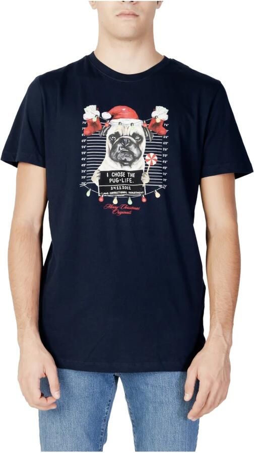 Jack & jones Jorchristmas mugshot tee ss c.n Xmas 12221440 Blauw Heren