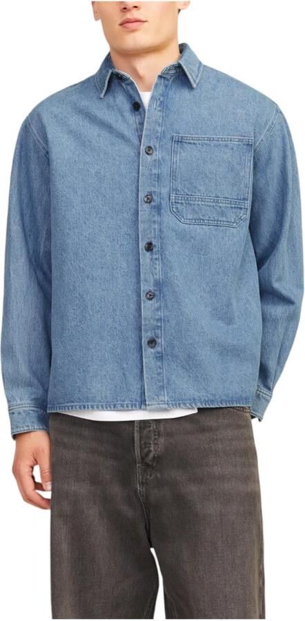 Jack & jones Mannen Herfst Winter Katoenen Overhemd Collectie Blue Heren