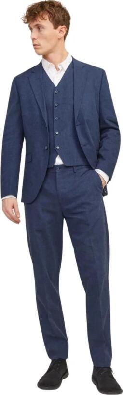 JACK & JONES PREMIUM gemêleerde slim fit pantalon JPRRIVIERA met linnen donkerblauw - Foto 5