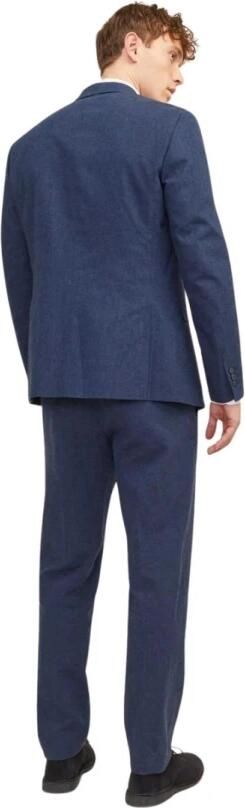 JACK & JONES PREMIUM gemêleerde slim fit pantalon JPRRIVIERA met linnen donkerblauw - Foto 6