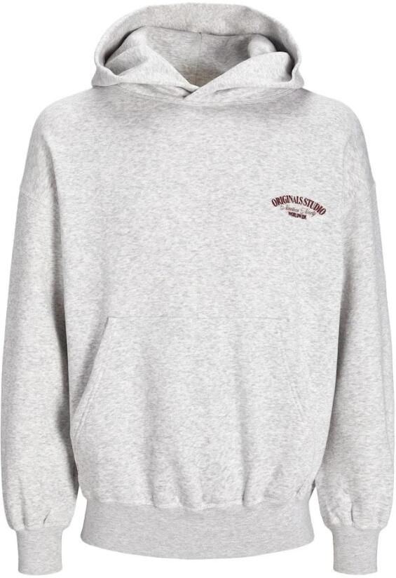 Jack & jones Wit Melange Sweat Hood met Freewear Print Gray Heren