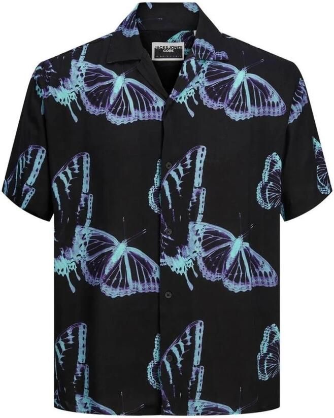 Jack & jones Zwarte Vlinderprint Korte Mouw Overhemd Black Heren - Foto 5