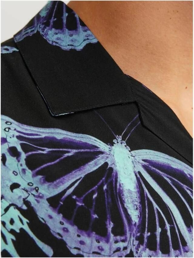 Jack & jones Zwarte Vlinderprint Korte Mouw Overhemd Black Heren - Foto 2