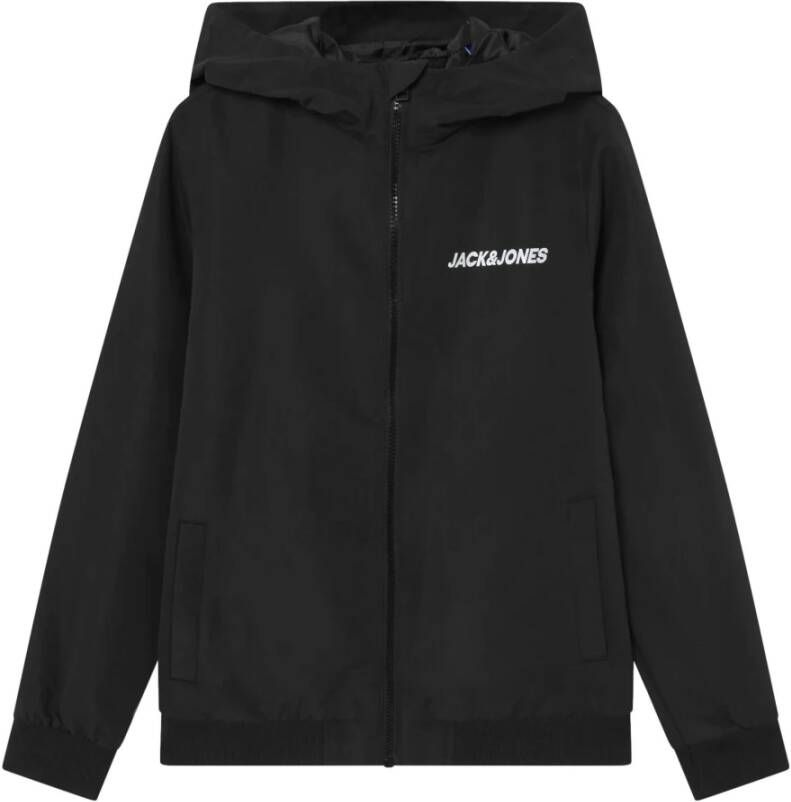 Jack & jones JUNIOR zomerjas JJERUSH zwart Jongens Polyester Capuchon 140