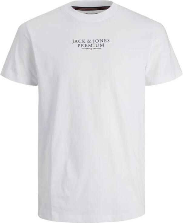 Jack & jones Archie Korte Mouw Ronde Hals T-shirt met Verhoogd Label Print White Heren