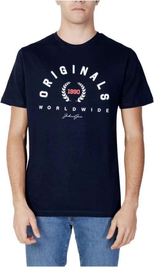 Jack & jones Jorbooster Tee SS Creweck Drop 11 FST 12226165 Blauw Heren