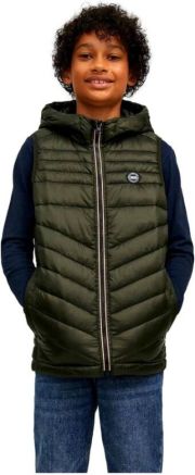 Jack & jones JUNIOR bodywarmer JJEHERO met logo donkergroen Jongens Polyester Capuchon 164 - Thumbnail 2