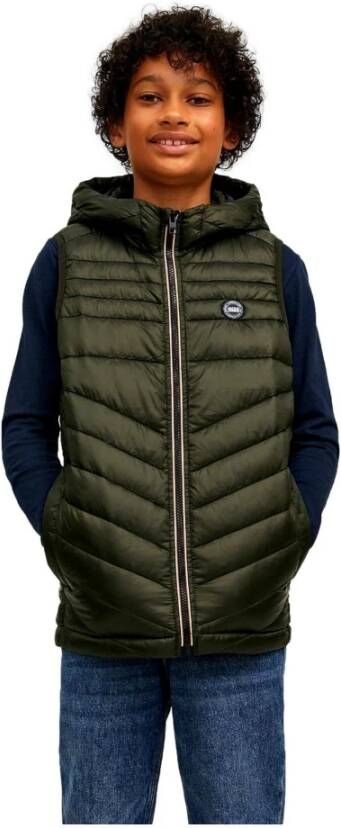 Jack & jones JUNIOR bodywarmer JJEHERO met logo donkergroen Jongens Polyester Capuchon 164 - Foto 2