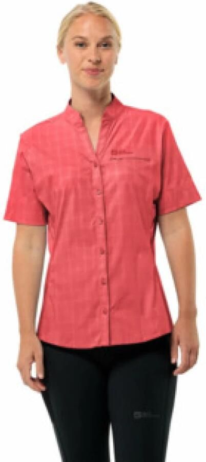 Jack Wolfskin Norbo S|S Shirt Women Wandeloverhemd met korte mouwen Dames XXL vibrant red check Vibrant Red Check