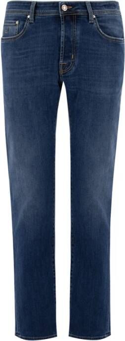 Jacob Cohën Blauwe Denim Slim Jeans met Pijlenmotief Blauw Heren