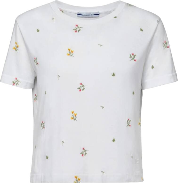 Jacob Cohën Bloemen Geborduurd T-Shirt voor Vrouwen White Dames