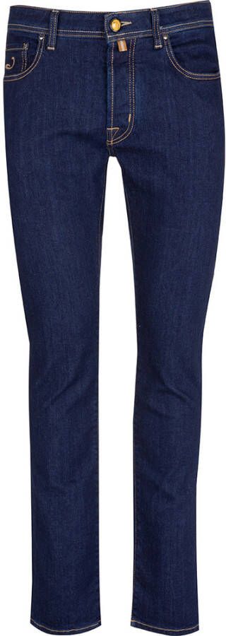 Jacob Cohën Medium gewassen denim jeans met geborduurde zak en contrasterende tailleband Blauw Heren