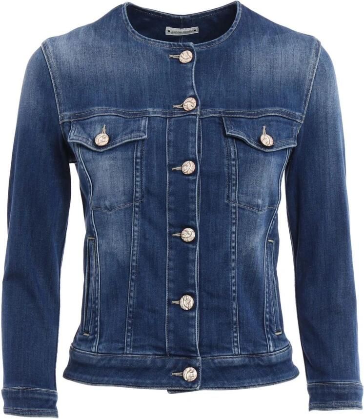 Jacob Cohën Denim Jack Slim Fit Knoopsluiting Lange Mouwen Blauw Dames