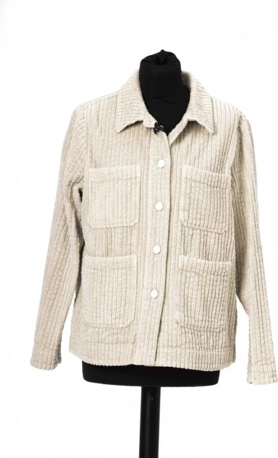 Jacob Cohën Witte Katoenen Blazer Brede Ribbel Jas White Dames