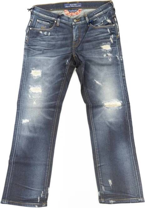 Jacob Cohën Blauwe Katoenen Jeans met Rechte Pijpen en Kleine Scheurtjes Blue