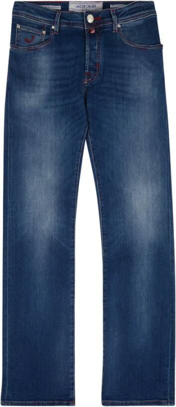 Jacob Cohën Luxe Indigo Stitch Straight Jeans Blauw Heren
