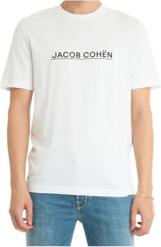 Jacob Cohën Maxi Logo Katoenen Tee Wit Heren