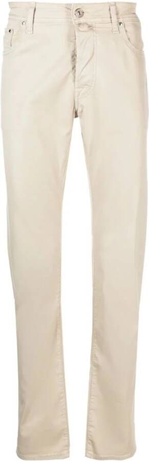 Jacob Cohën Slim-Fit Bard Gemengde Katoenen Broek Beige Heren