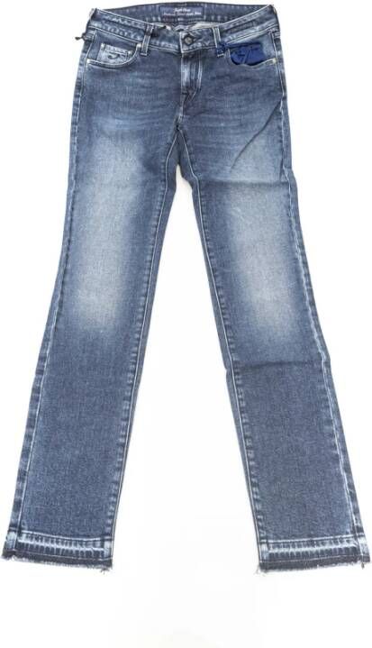 Jacob Cohën Blauwe Katoenen Slim Jeans met Logo Details Blue