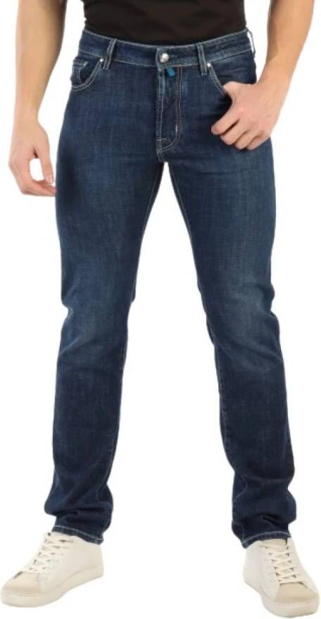 Jacob Cohën Indigo Blauwe Katoenen Jeans met Bandana Detail Blue Heren