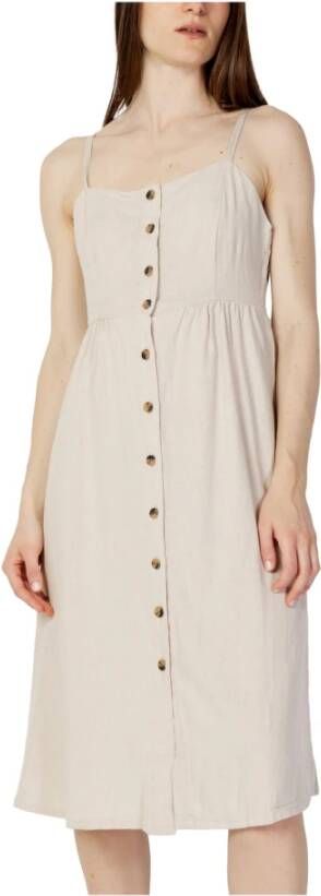 Jacqueline de Yong Beige Linnen Knoopjurk Beige Dames