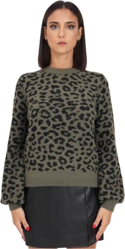 Jacqueline de Yong Dames Pullover met dierenprint Groen Dames