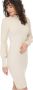 Jacqueline de Yong Beige Gebreide Midi Jurk met Hoge Hals en Volumineuze Mouwen Beige Dames - Thumbnail 3