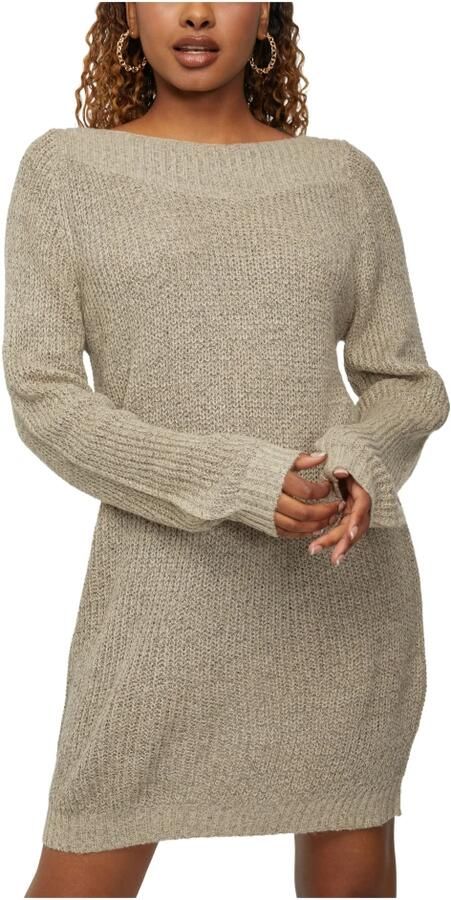 Jacqueline de Yong Beige Boothals Sweater Jurk Beige Dames - Foto 3