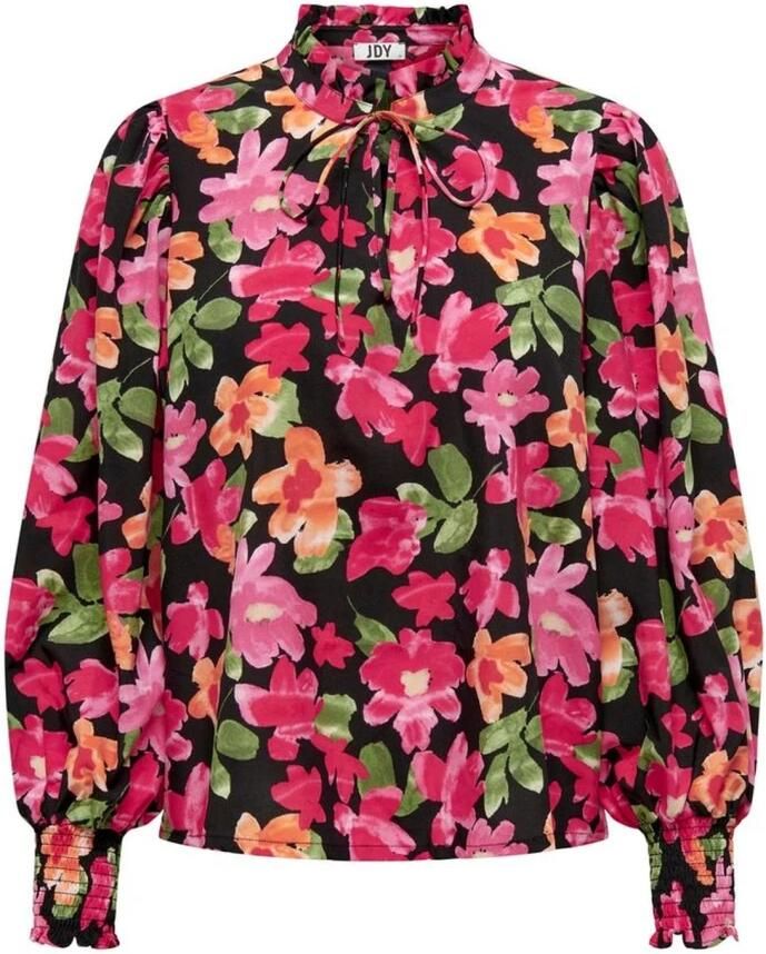 Jacqueline de Yong Bloemenprint lange mouw damesblouse Black Dames - Foto 2
