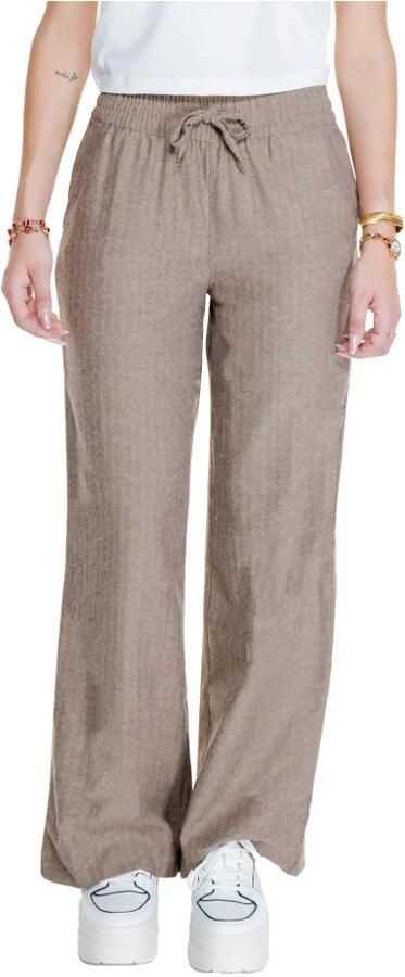 Jacqueline de Yong Wijde Pijp Geweven Broek Herfst Winter Collectie Brown Dames - Foto 3