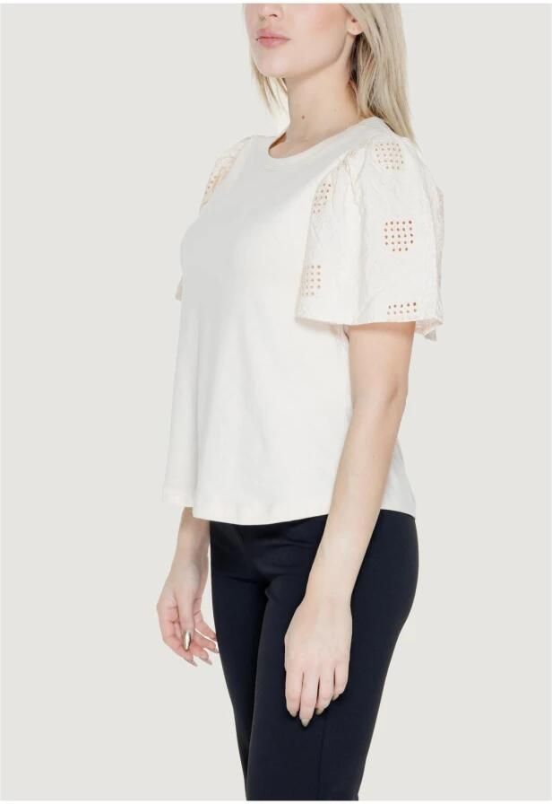 Jacqueline de Yong Flutter Sleeve Eyelet Top White Dames - Foto 2