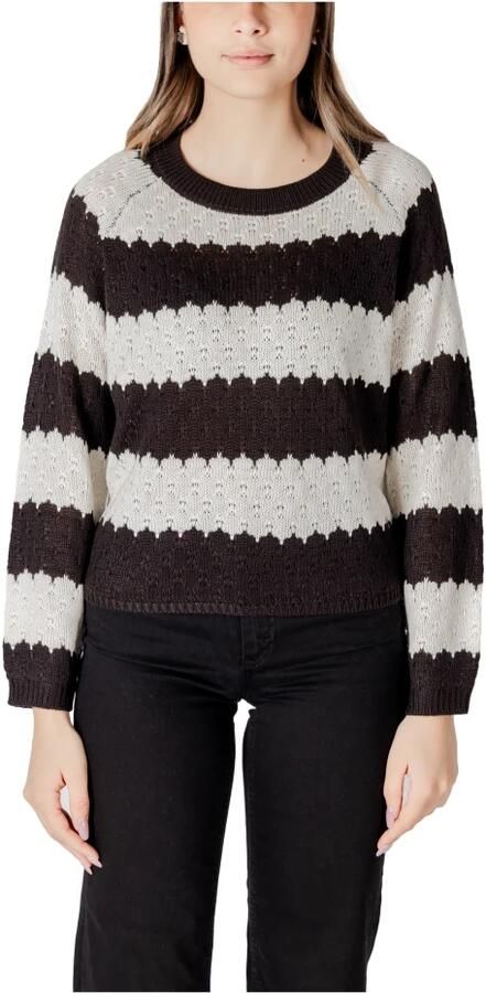 Jacqueline de Yong Gestreepte gebreide trui met ronde hals Multicolor Dames - Foto 6