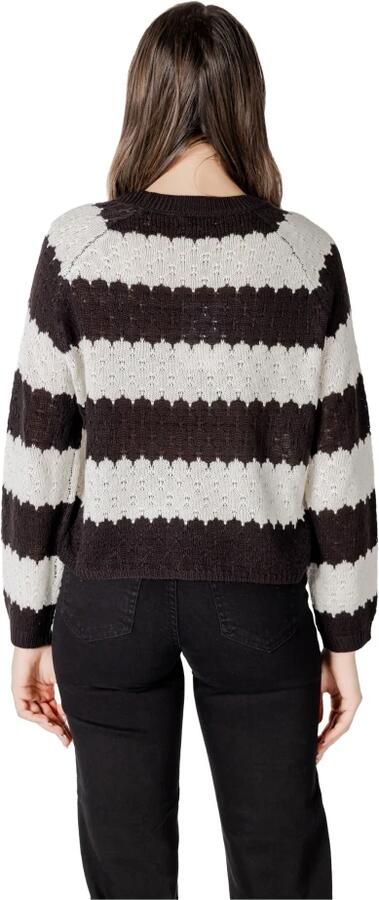 Jacqueline de Yong Gestreepte gebreide trui met ronde hals Multicolor Dames - Foto 4