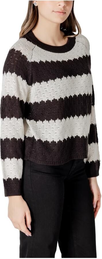 Jacqueline de Yong Gestreepte gebreide trui met ronde hals Multicolor Dames - Foto 5