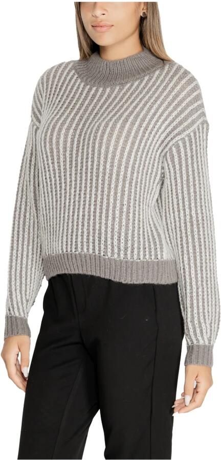 Jacqueline de Yong Grijze effen gebreide trui met lange mouwen Gray Dames - Foto 2