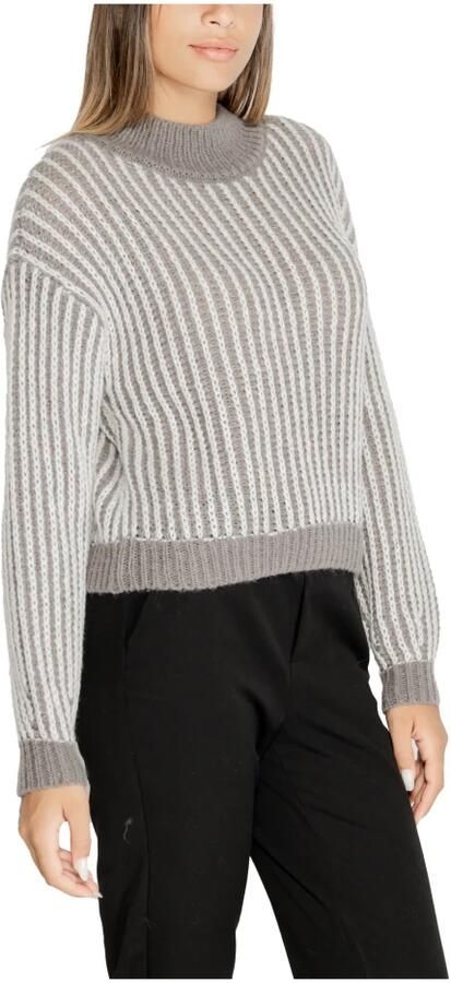 Jacqueline de Yong Grijze effen gebreide trui met lange mouwen Gray Dames - Foto 3
