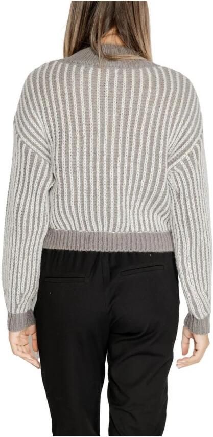 Jacqueline de Yong Grijze effen gebreide trui met lange mouwen Gray Dames - Foto 4